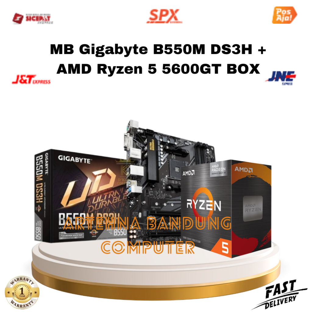 paketan amd ryzen motherboard Gigabyte B550M DS3H + AMD Ryzen 5 5600GT BOX
