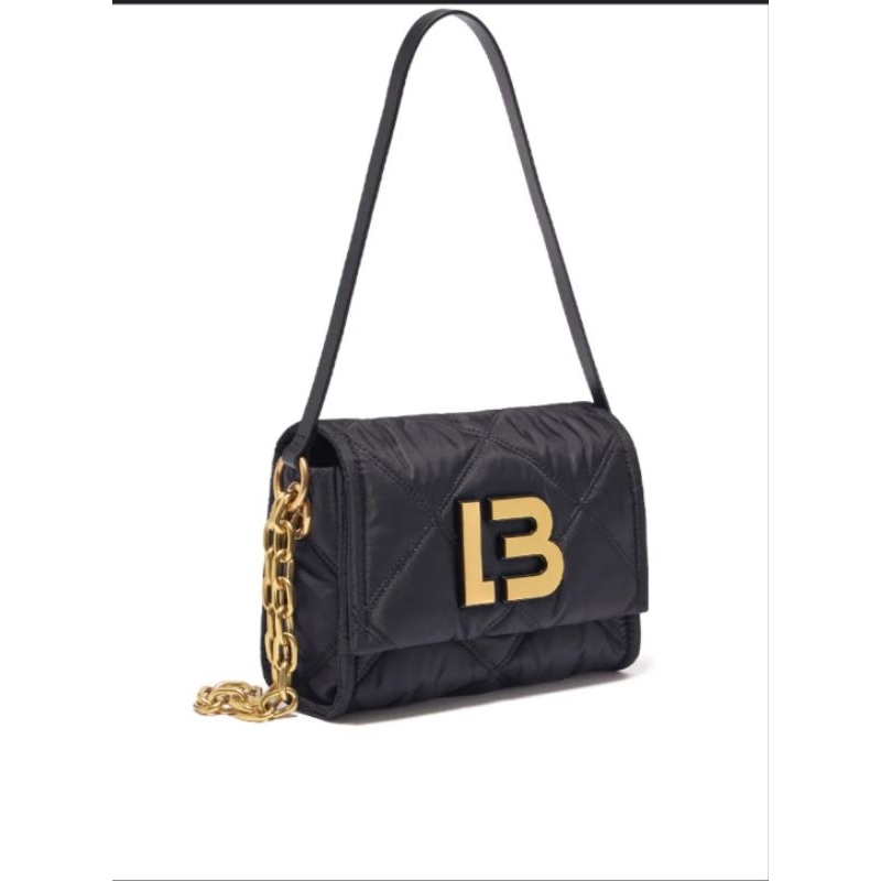 Bimba Y Lola Small Black Gold Padded Nylon Crossbody Ori