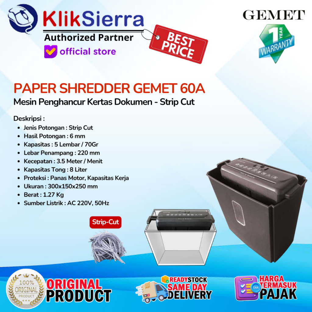 GEMET 60A Mesin Penghancur Kertas | Paper Shredder GEMET 60 A