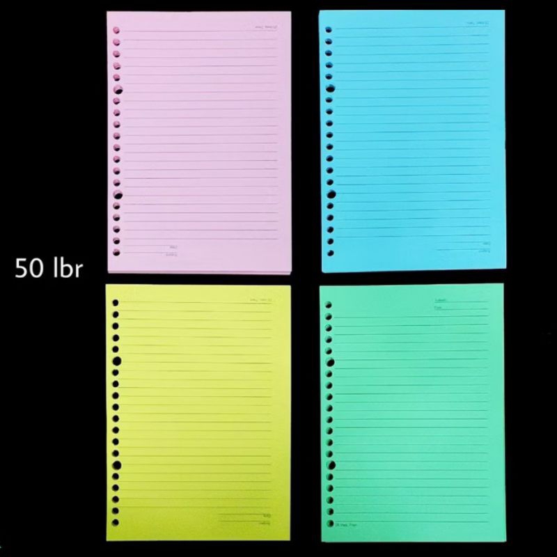 

1 Set Isi 50 Lembar Isi Kertas Loose Leaf Garis GASTA Warna / Loose Leaf / Kertas Binder Uk A5 B5