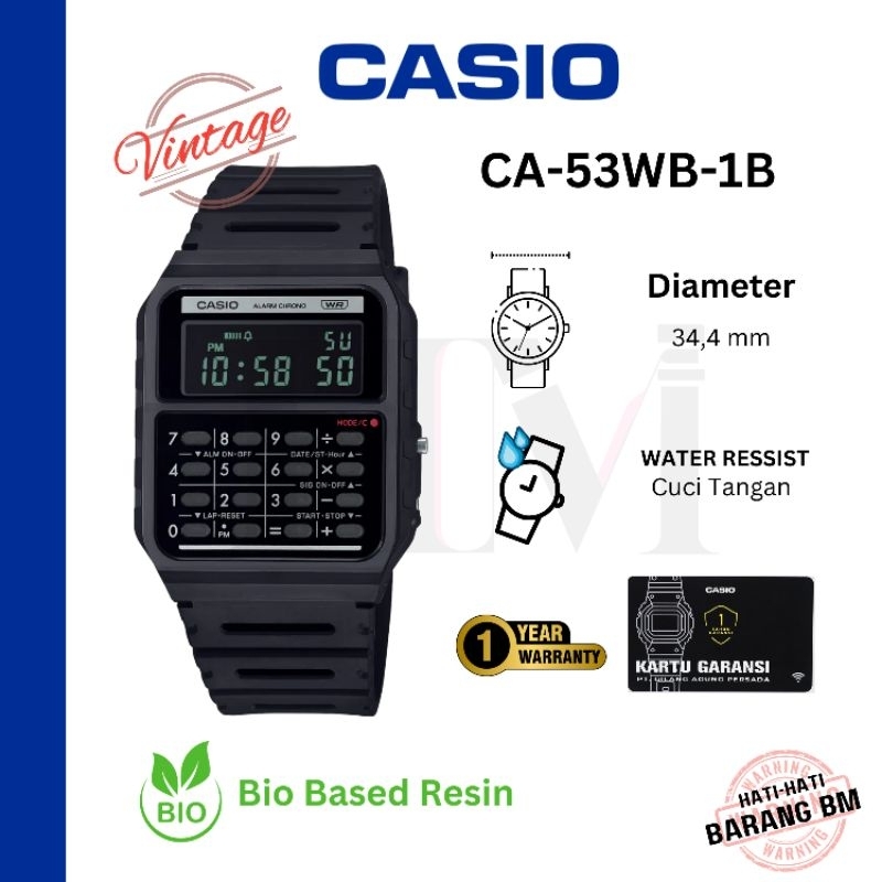 

CASIO CA-53WB-1B Jam Tangan Original Digital Kalkulator Karet Antiair CA-53WB-1BDF CA53
