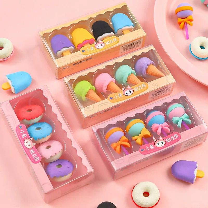 

Penghapus Pensil Model Ice Cream Donat Lolipop / Penghapus Pensil Karakter Lucu / Penghapus Set Cute