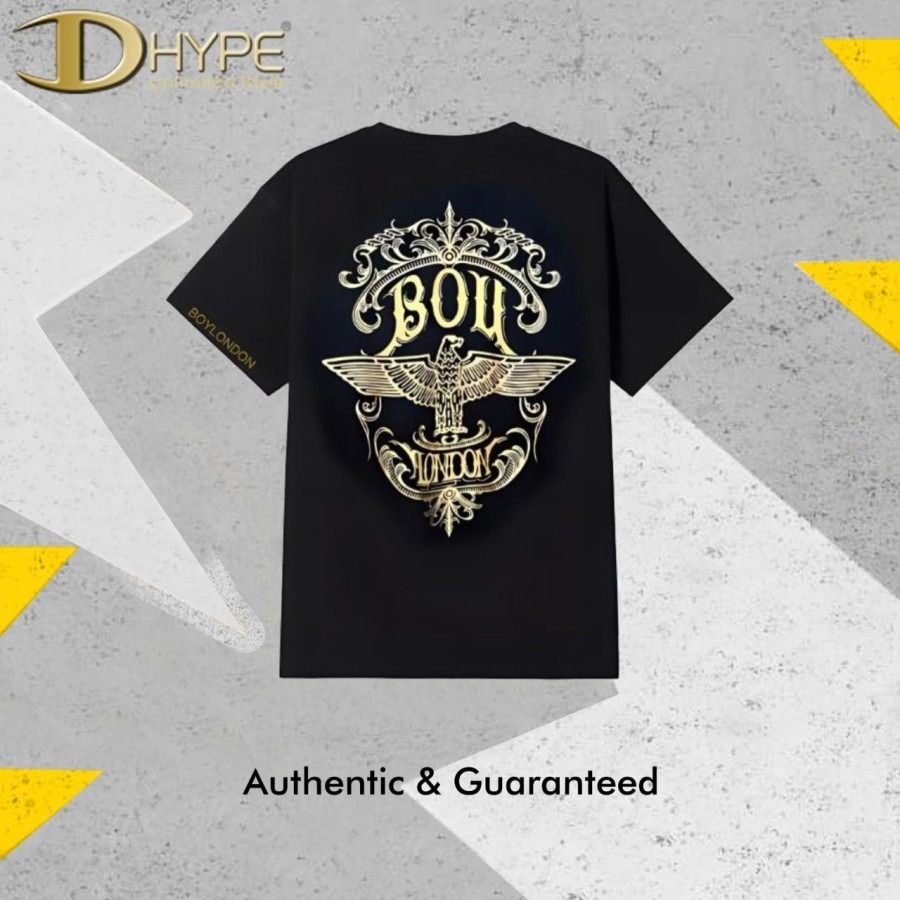 BOY LONDON GOLD CROWN WING BLACK TEE 100% Authentic