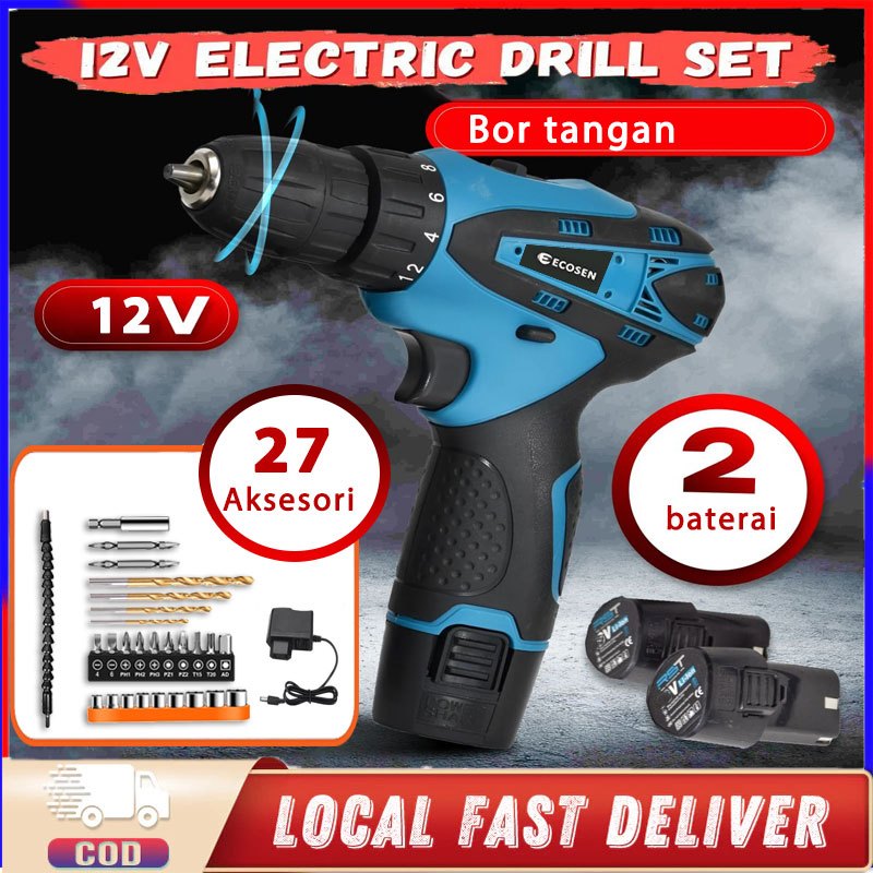 Mesin Bor Baterai Tangan 98VF Impact Wrench Bor Listrik set lengkap Bor cas multifungsi Bor mini Bor