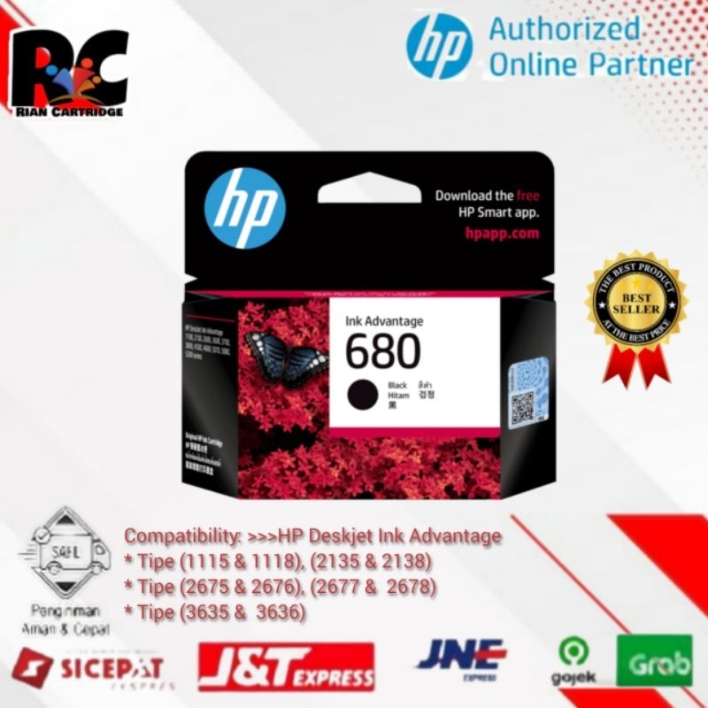 Tinta HP 680 Black For Printer HP Desk Jet 1110, 1115, 2130, 2135, 3630