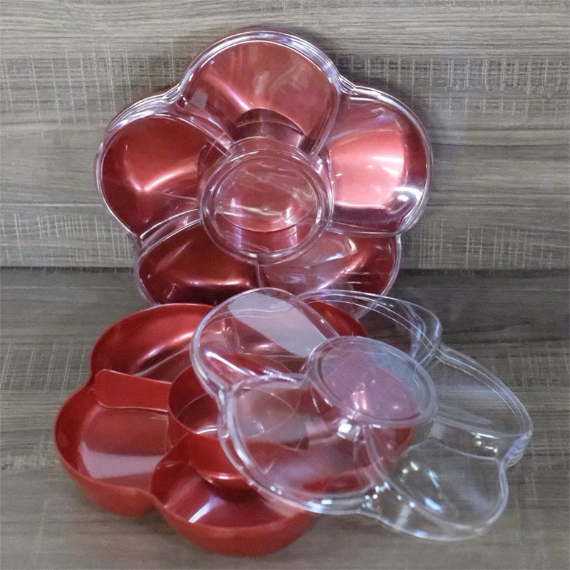 Toples Rejeki Candy Tray CT 168 Owl Plast / Toples Bentuk Bunga 6 Sekat/ Toples Lebaran Plastik Wada