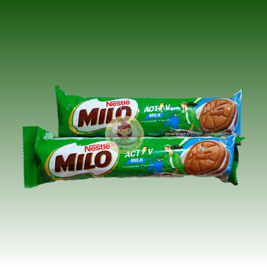 

.Nestle Milo Activ Original Biscuit Sandwich Dengan Krim Susu Cokelat Dan Malt 104gr ( DS Bgr )