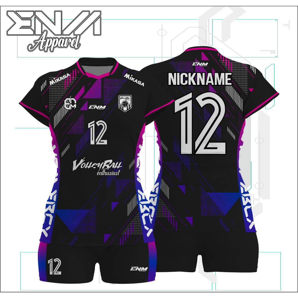 Jersey volly cewek GIRLS DOMINANT custom baju volly cewek full print set jersey voli cutting cewek f