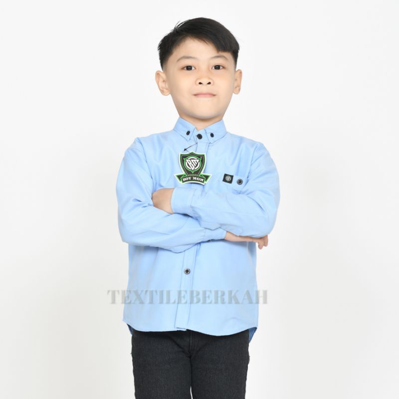 Kemeja Polos Anak-anak Lengan Panjang Warna Soft Blue