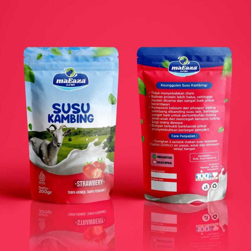 

Maeaza Susu Kambing Etawa Bubuk rasa Strawbery Tanpa Krimer (200gr)