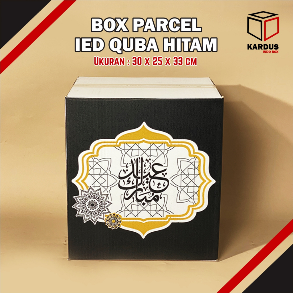 

BOX PARCEL KALIGRAFI QUBA HITAM 30 x 25 x 33 cm / BOX PARCEL IDUL FITRI/HAMPERS IDUL FITRI/PARCEL SEMBAKO