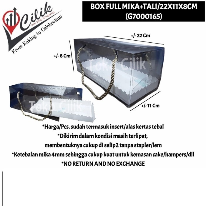 

box full mika tali jinjing 22x11x8 cm kemasan dus cake kado hampers