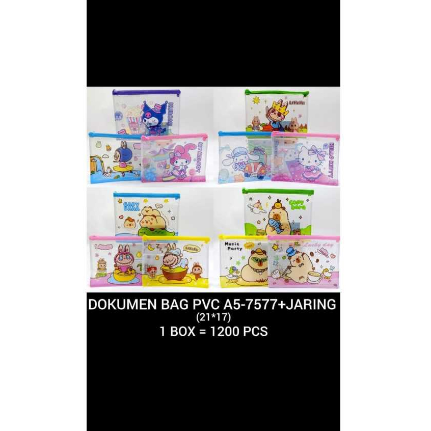 

DOCUMENT BAG (21cmx16,5cm) / POUCH POCKET FILE/DOMPET JARING MOTIF SANRIO/CAPY BARA/SANRI0 KODE A5 7577