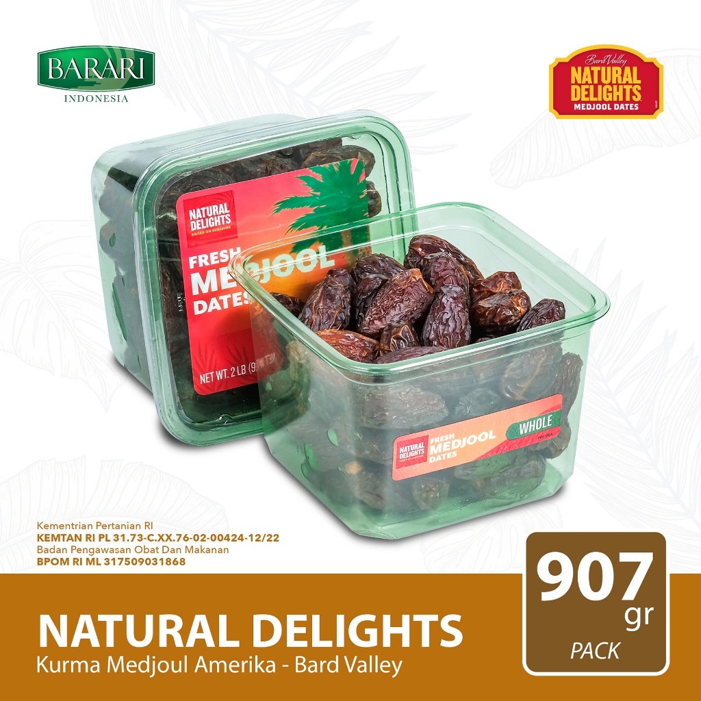 

NATURAL DELIGHTS Kurma Medjool Amerika Bard Valley 907Gr Premium Dates High Quality Tekstur Lembut dan Legit