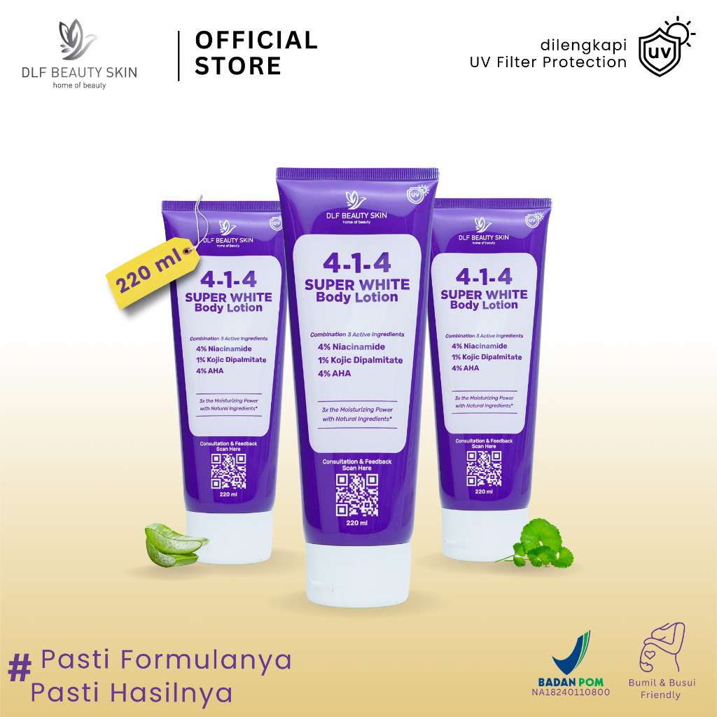3 pcs DLF Beauty Skin  4-1-4 Super White Body Lotion  (220 ml)