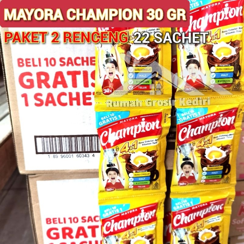 

Mayora Champion kemasan Sachet 30 gr PAKET 2 RENCENG/22 SACHET