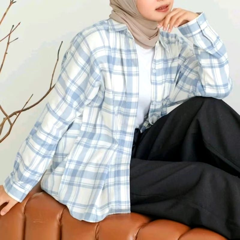 Kemeja Flanel wanita unisex Kemeja flanel pria import Lengan Panjang KOREA Korean Style TERLARIS