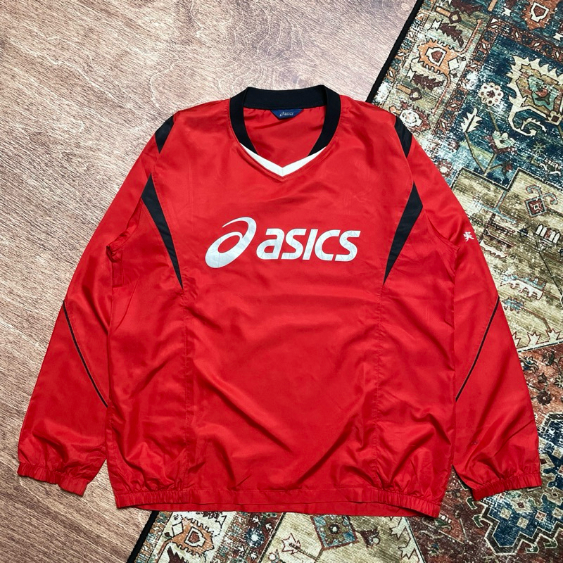 Asics Jersey Parachute Vneck y2k vintage windbreaker