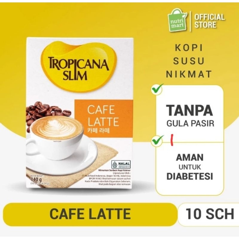 

Tropicana Slim Cafe Latte 10 Sachet Kopi Bebas Gula