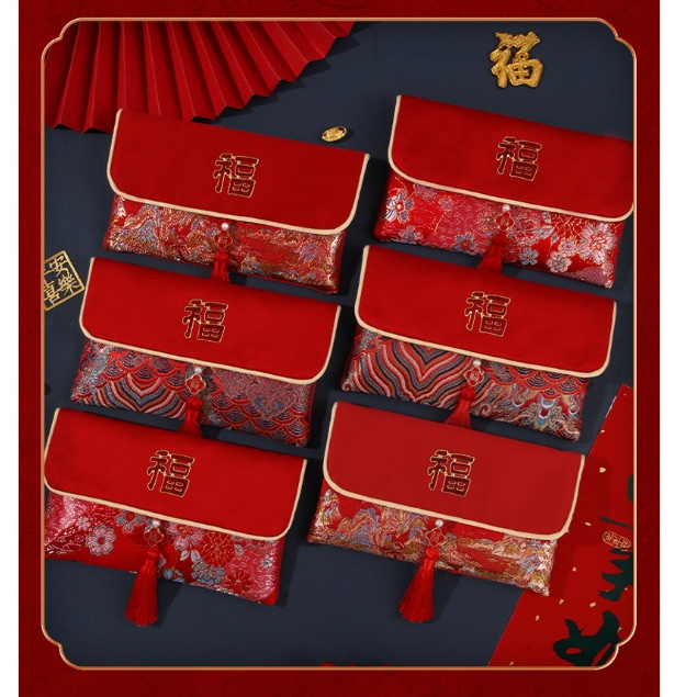 

angpao dompet imlek sangjit pernikahan merried bentuk dompet satin dengan rumbai