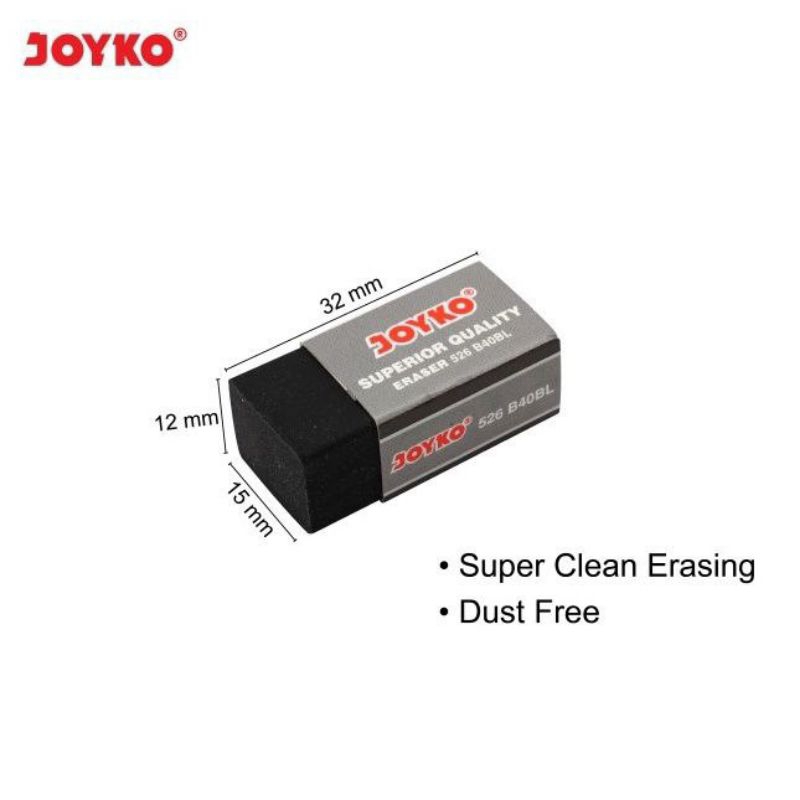 

Eraser 526-B40BL Hitam Penghapus Joyko Kecil