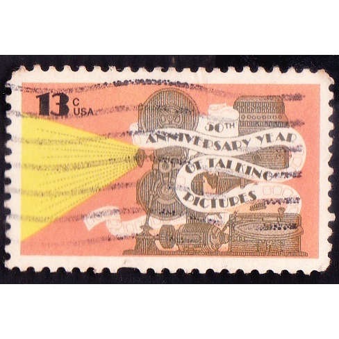 

A 11045 SATU BUAH PRANGKO AMERIKA NOMINAL 13C TEMA 50th ANNIV OF TALKING PICTURE DENGAN KONDISI SUDAH ADA CAP