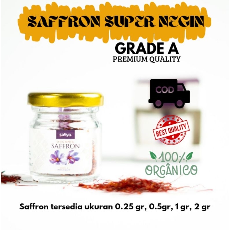 Safron / Saffron Super Negin Kashmir Afganistan Asli 100% Original Obat Herbal Minuman Teh Bunga Sap