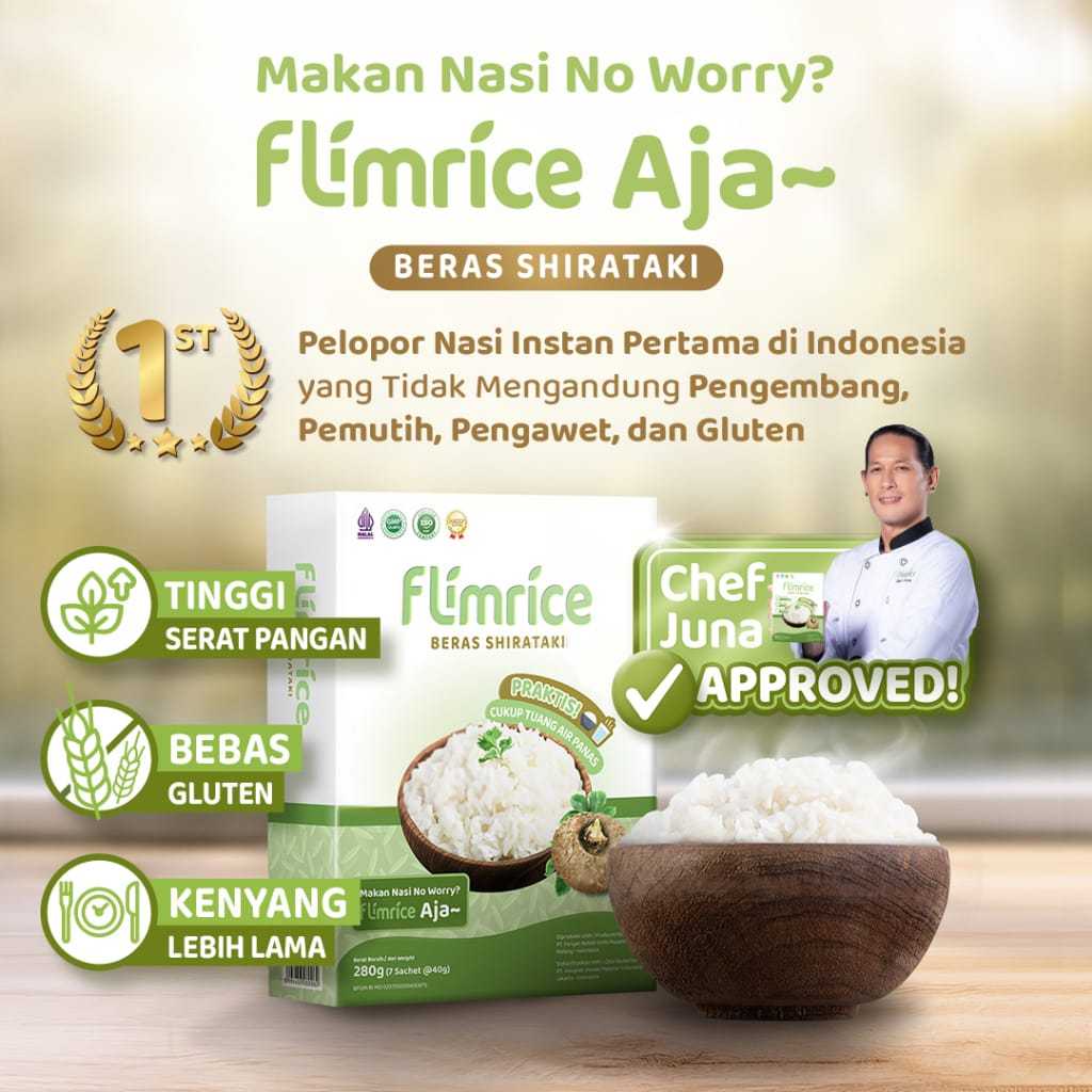 

FLIMRICE NASI SHIRATAKI POUCH 1 KG NASI DIET RENDAH KALORI ORIGINAL, BPOM & MUI HALAL