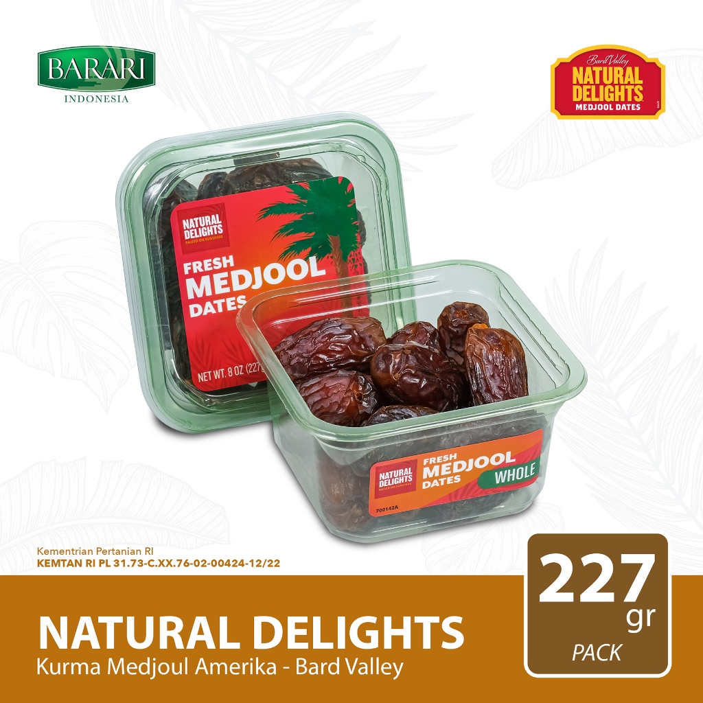 

NATURAL DELIGHTS Kurma Medjool Amerika Bard Valley 227Gr Premium Dates High Quality Tekstur Lembut dan Legit