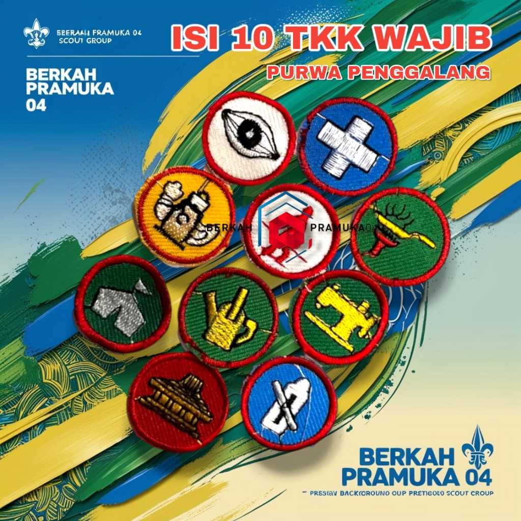 Paket 10 Tkk Pramuka Wajib Penggalang Purwa bordir / 10 Tkk Wajib Penggalang Purwa Lengkap