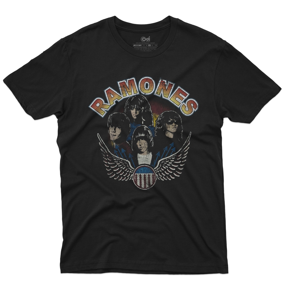 Kaos Band Ramones Vintage Wings | Casual Cotton Combed