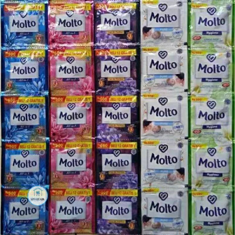 MOLTO SACHET 500'an | Molto Pewangi 1 RENCENG ISI 12 Sachet