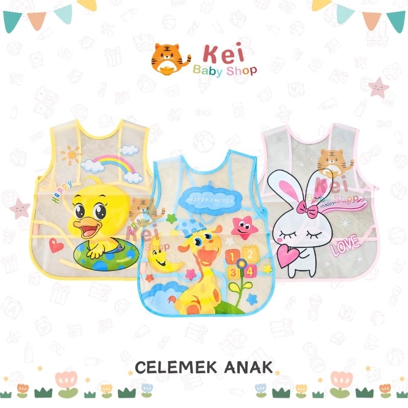 Celemek Bayi Anak Waterproof CKC / Celemek Baju Anak / Celemek Makan Anak