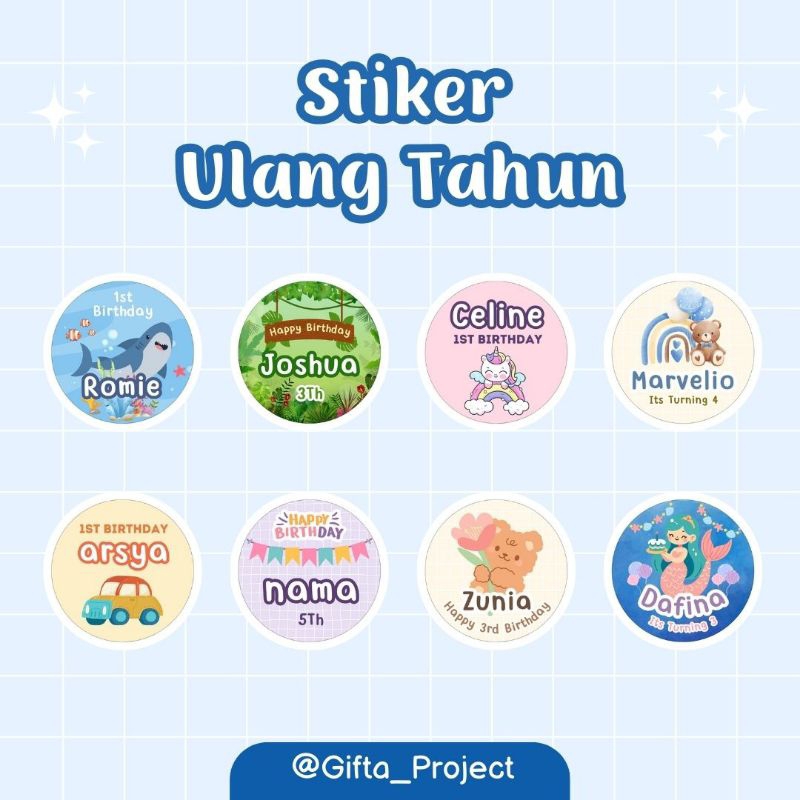 

STIKER ULANG TAHUN Bulat 5Cm Stiker bento nasi kotak