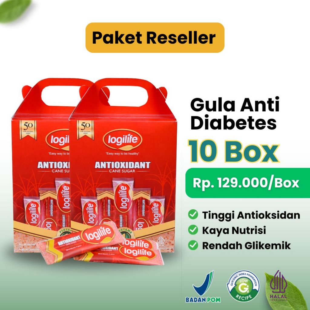 

Paket Hemat Usaha 10 box - Gula Logilife Antioksidan Anti Diabetes low glikemik indeks