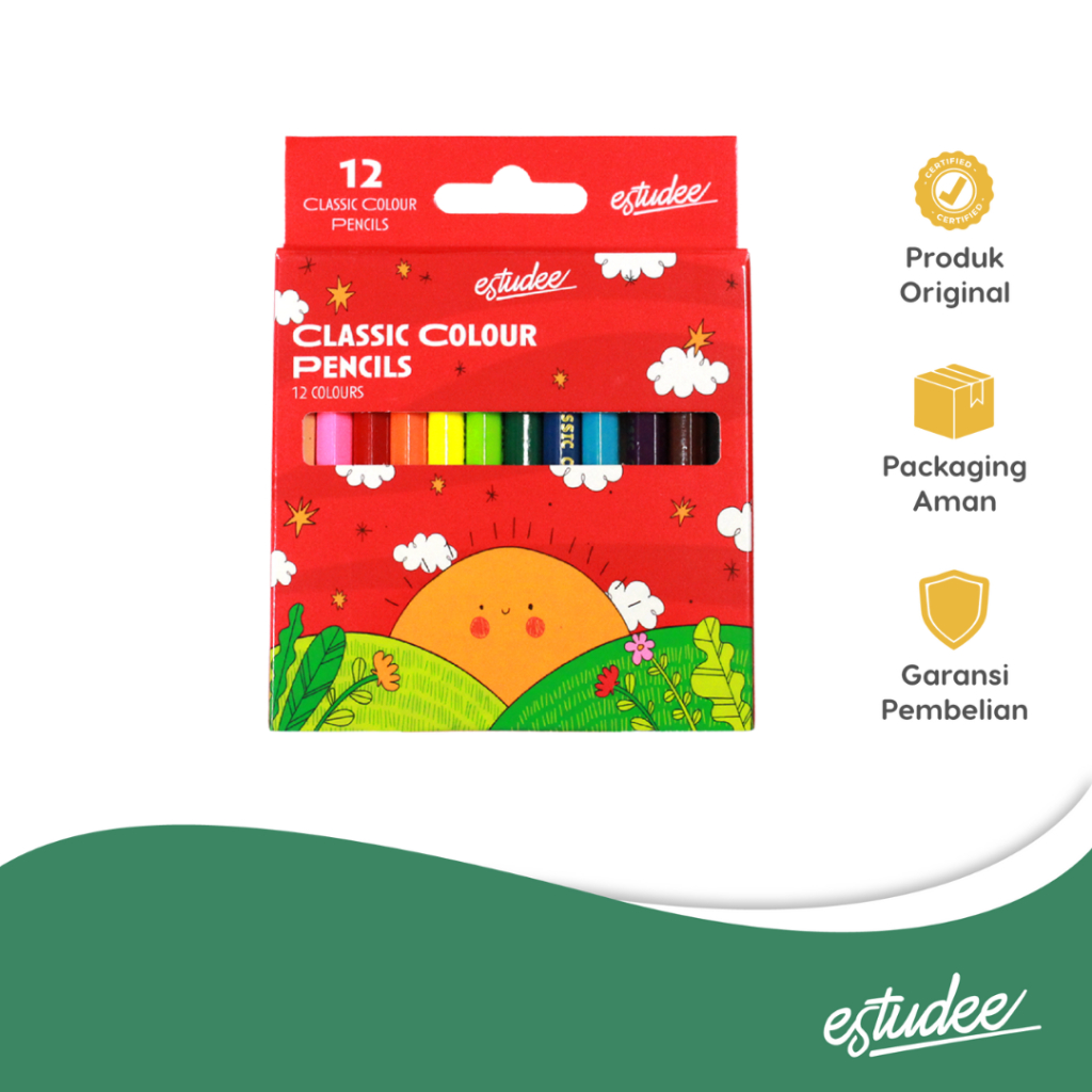 

ESTUDEE CLASSIC COLOR PENCIL 12 HALF LENGHT ES-PCL12HALF (PENSIL WARNA)