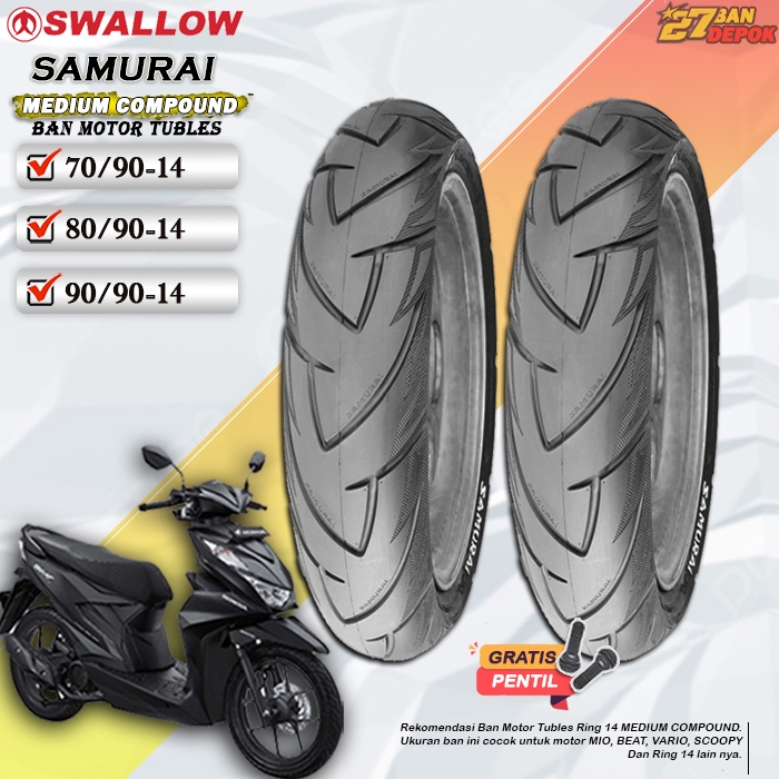 Ban Motor SWALLOW Samurai Ring 14 Tubles Ban Motor Tubeless Mio Beat Vario Scoopy Ring 14 Tubles