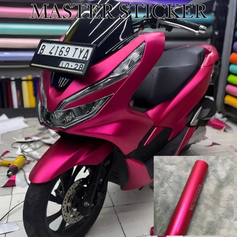 sticker skotlet motor dan mobil warna PINK MAGENTA MATTE CROME DOFF kualitas premium