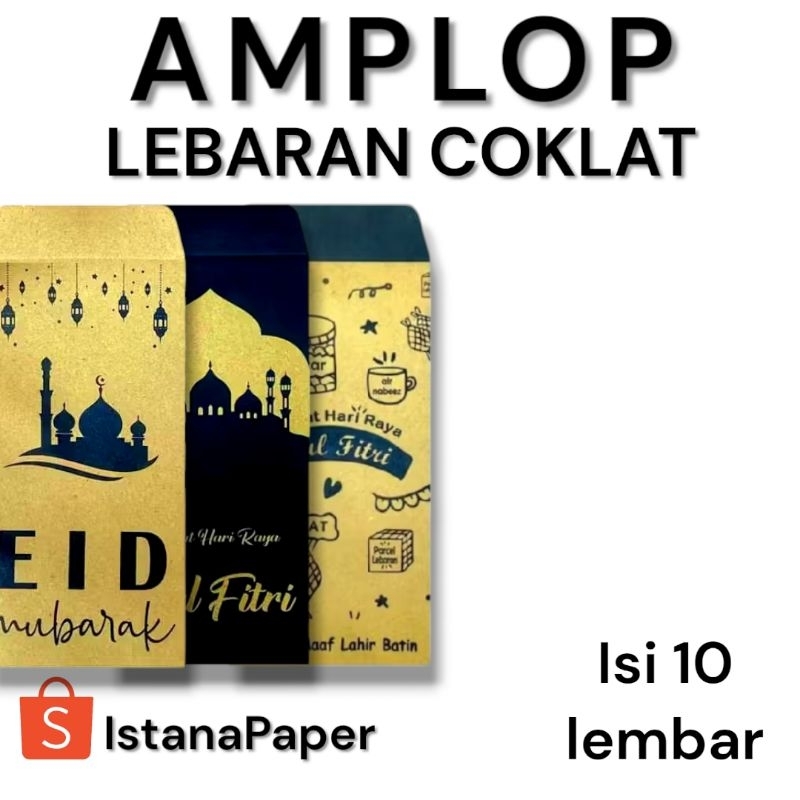 

(ISI 10pics) AMPLOP LEBARAN COKLAT / ANGPAU UANG THR / AMPLOP BROWN TERBARU 2025 / ANGPAU IDULFITRI
