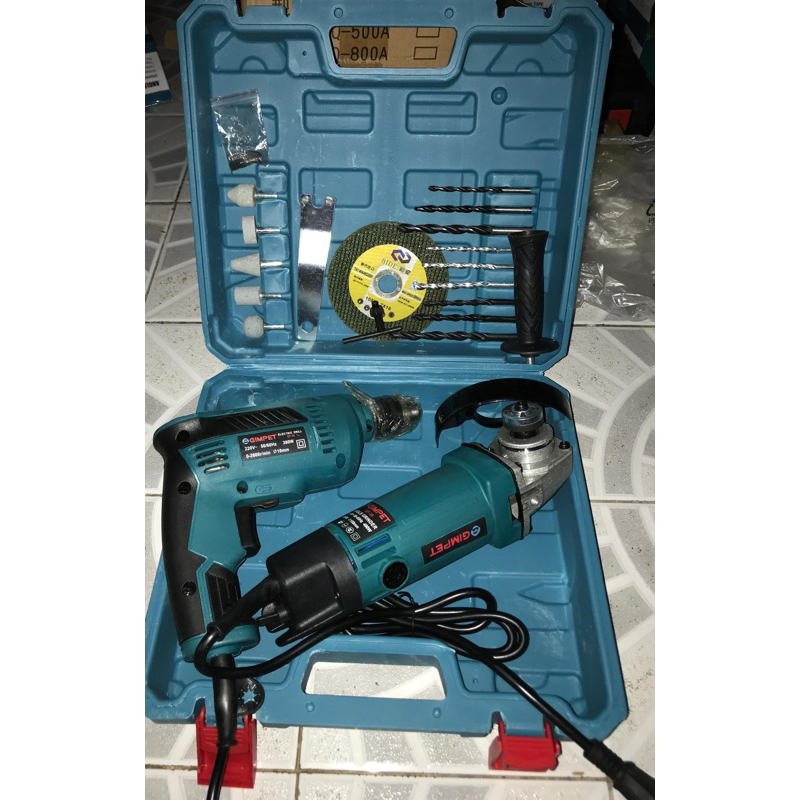 set paket bor dan gurinda gimpet alat bagunan listrik