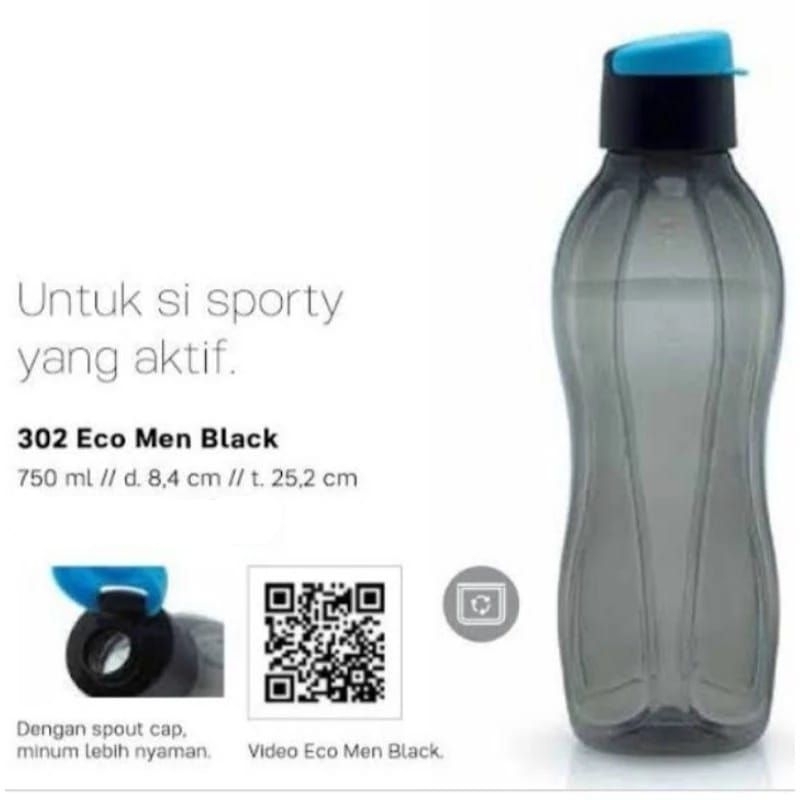 (Ready Medan) Tupperware Baru ECO Men Black 750 ml
