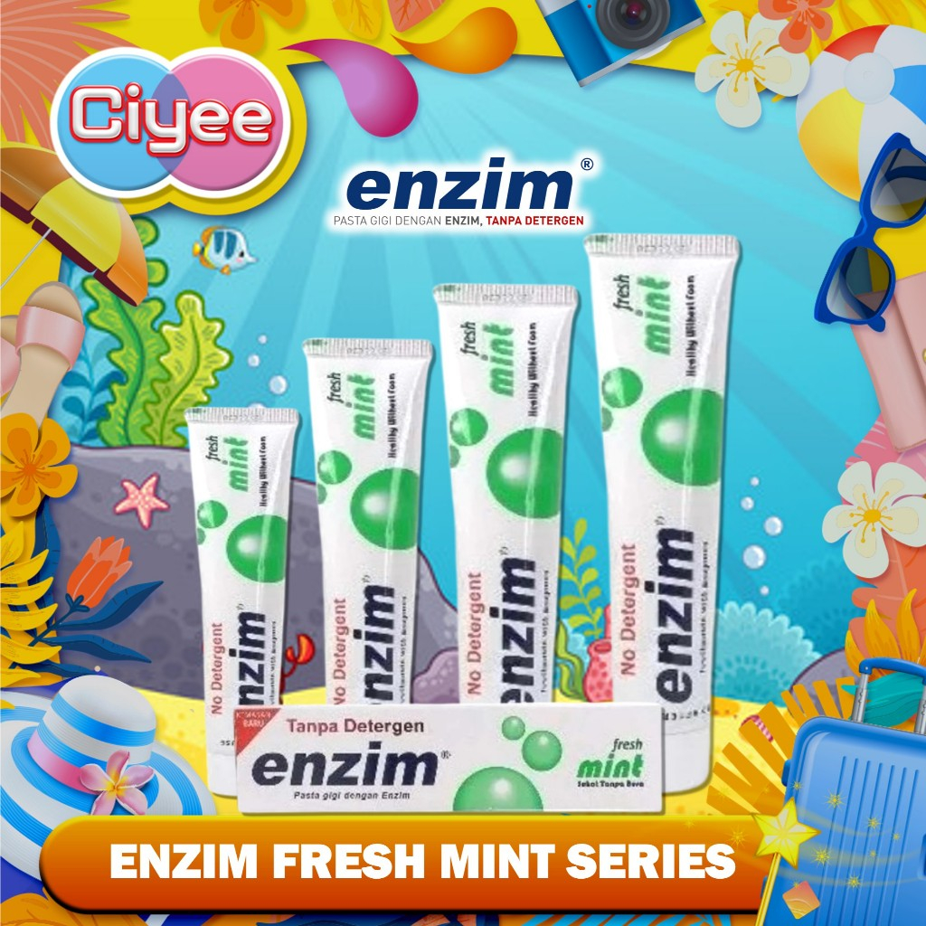 Enzim Pasta Gigi Fresh Mint - Odol Gigi Sensitif - Odol Halal Bebas Detergent - Ciye