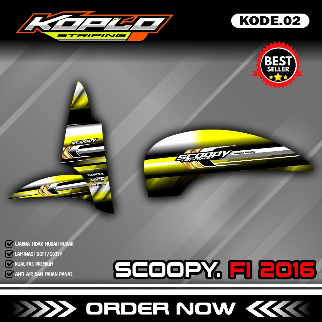 Striping Stiker Motor Scoopy Fi 2016 - Sticker Variasi List Simple Modifikasi Scoopy Fi KPL.02