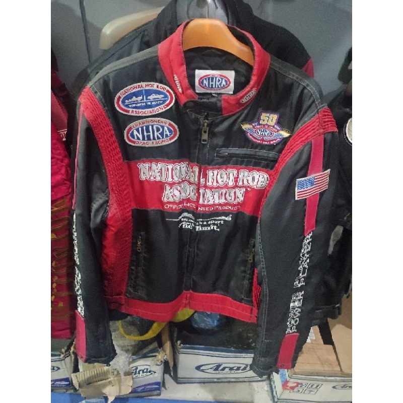 Jacket Motor Bomber Merk NHRA (Merah-Hitam)Original Amerika