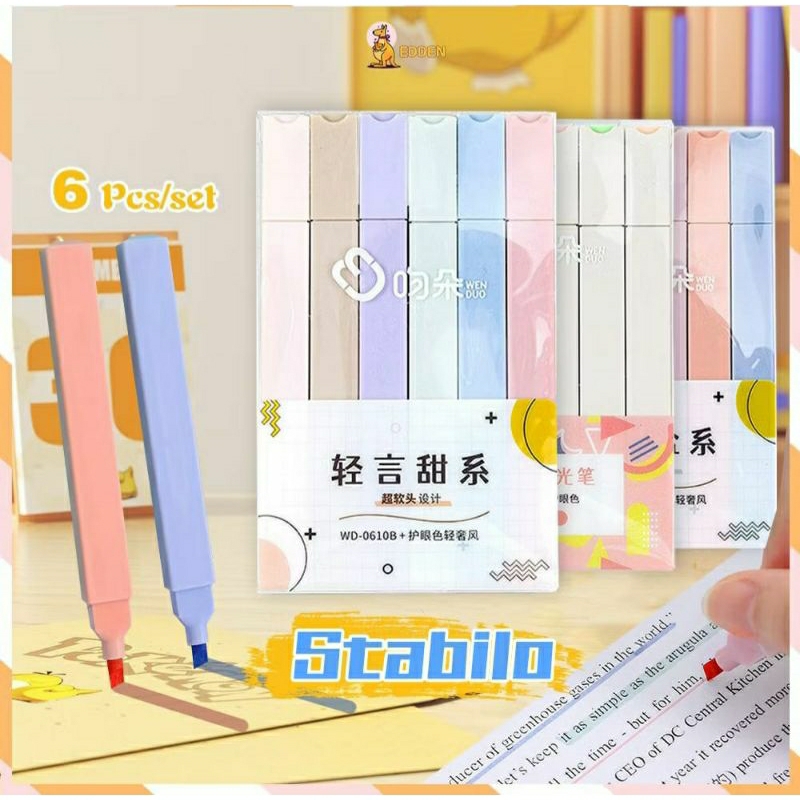

Stabilo isi 6 warna pastel Stabillo warna Highlighter pastel