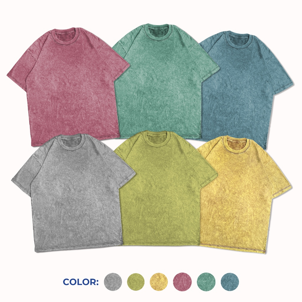 Kaos Oversize Wash Polos | Kaos Oversize Wash Varian Warna | COTTON COMBED 24S| Oversize T-Shirt