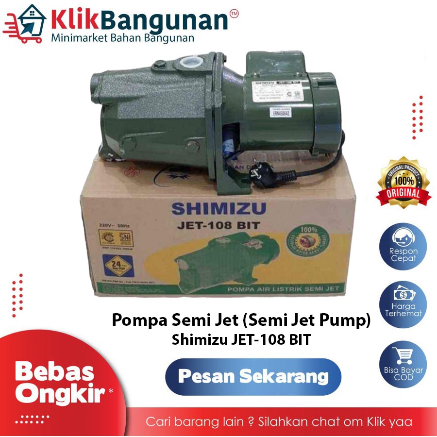 SHIMIZU JET-108 BIT NON TABUNG / POMPA AIR / POMPA SEMI JET / SEMI JET PUMP