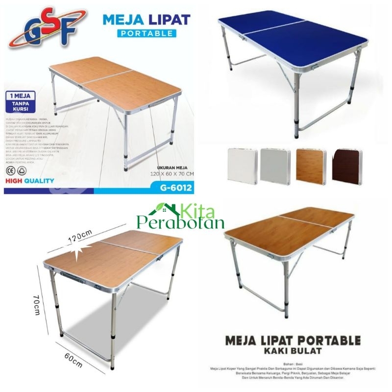 GSF Meja lipat koper jualan portabel hpl kaki bulat serbaguna