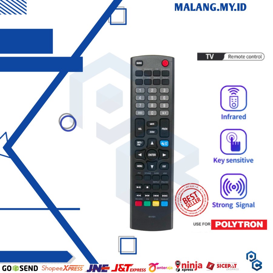 REMOTE SMART ANDROID TV POLYTRON IR 81l191 811191
