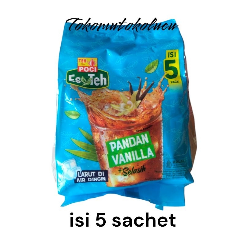 

teh poci es teh pandan vanilla selasih isi 5 sachet